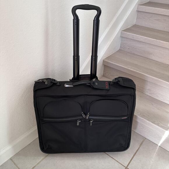 Tumi Alpha Black Ballistic Nylon 2 Wheeled Rolling Garment Bag Suitcase Luggage